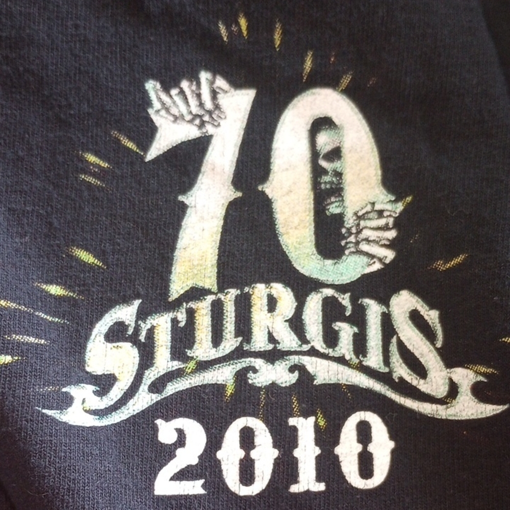Vintage Large Black Collectible 2010 70th Annual Rally Biker Shirt. Sturgis, SD